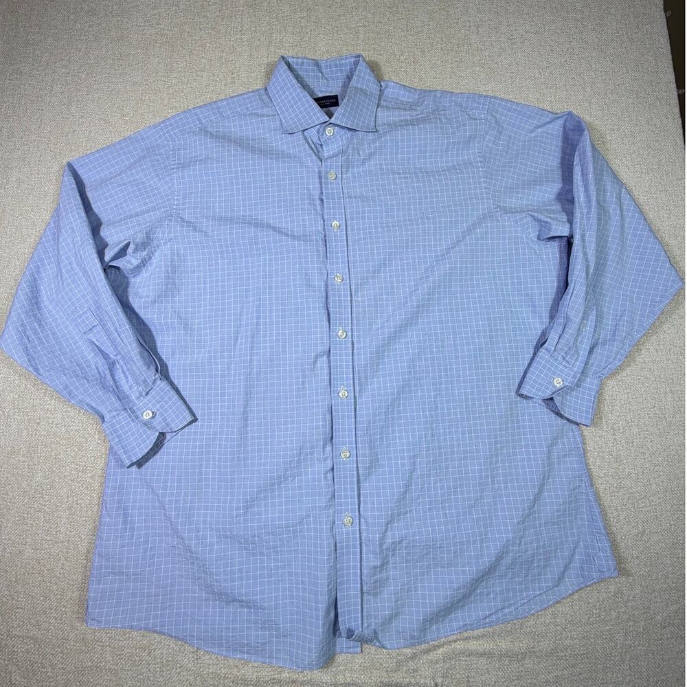 Proper Cloth Men 3X Blue Plaid High End Classic Long Slvs High End Dress Shirt